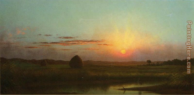 Sunset over the Marsh painting - Martin Johnson Heade Sunset over the Marsh art painting